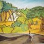 Original Pastel. Lone man in Bush.