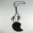 18" Black Bead and wood beads necklace with wood pendant