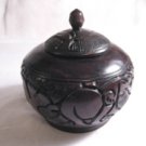 Hand carved wood bowl with lid.