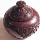 Hand carved wood bowl with lid.