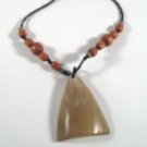 16" Mukwa and Umuseshi handmade wood bead necklace with pendant