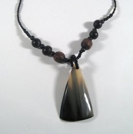 Black seed teardrop pendant with beads
