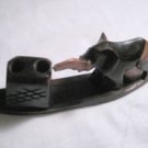 Handmade, hand carved elephant pen holder.