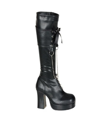 Gothika Black D-Ring Chain Knee Boot