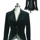 Black Gothic Lace Trim Corset Velvet Jacket
