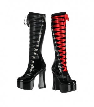 Slush - Women's Boots 4&Acirc;&frac34;" Corset Ribbon Front Platform Boots