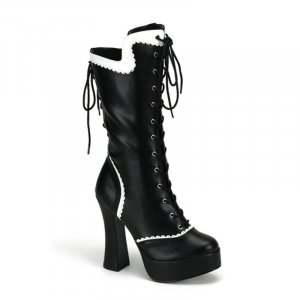 "Bordello" French Countess Scallop Trim Steampunk Calf Boots