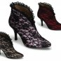 "Bordello" Satin w/ Lace Overlay Slip-On Ankle Boot