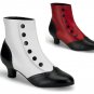 "Bordello" Two-Tone Button Snap Spat Western Steampunk Ankle Boot