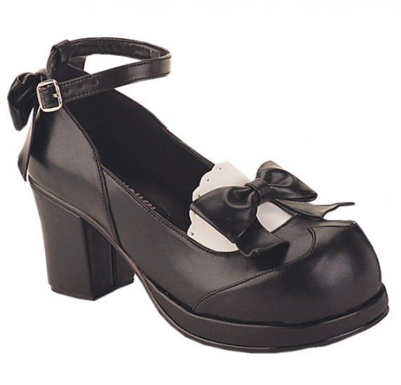 Vintage Cute Scalloped Trim Block Heel Maid Shoes