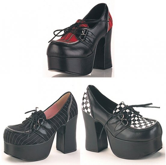 Women's D-Ring Lace Up Chunk Heel Shoes with Zipper Trim