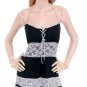 Black and White Lace Peasant Blouse Lace Up