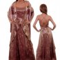Full Length Dress Long Gown w Shawl Auburn Brown