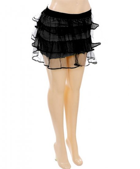 Tulle Net Layered Mini-Skirt Black