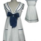 NEW White Vintage Sailor Bow Mini Dress Tunic