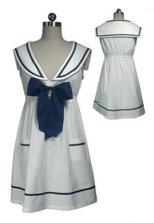 NEW White Vintage Sailor Bow Mini Dress Tunic