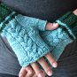 Handknit Antique Green Cabled Mittens