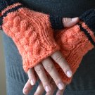 Halloween Orange and Black cabled mittens with cable
