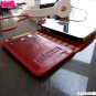 genuine real leather case for iphone 4s book wallet stand holder Skin red wine id free shipping !