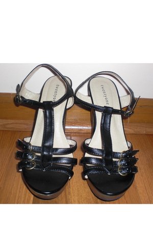 Super Fab Black Forever 21 Platform Buckle Up Heels