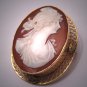 Antique Cameo Pin Vintage Victorian 14K Gold Pendant