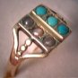 Antique Victorian Ring Turquoise Seed Pearls Vintage Gold Ring