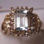 Estate Aquamarine Diamond Ring Vintage Gold Fine Jewelry Size 7