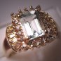 Estate Aquamarine Diamond Ring Vintage Gold Fine Jewelry Size 7