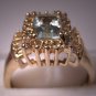 Estate Aquamarine Diamond Ring Vintage Gold Fine Jewelry Size 7