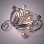 Antique Pearl Pin Art Deco White Gold 1940 Vintage Ocean Pearls