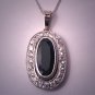 Antique Platinum Sapphire Diamond Pendant Necklace Art Deco Vintage