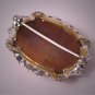 Antique Agate Pin Victorian Sterling Silver Filigree Vintage