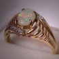 Vintage Australian Opal Diamond Ring Estate Jewelry 14K Gold