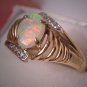 Vintage Australian Opal Diamond Ring Estate Jewelry 14K Gold