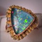 Vintage Gold Nugget Opal Diamond Ring Fine Estate Jewelry