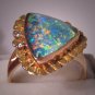 Vintage Gold Nugget Opal Diamond Ring Fine Estate Jewelry