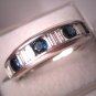 Vintage Sapphire Diamond Wedding Band Ring White Gold 7
