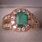 Estate Vintage Emerald Diamond Ring 14K Gold Wedding 6