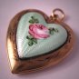 Antique Enameled Locket Vintage Art Deco Heart