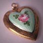 Antique Enameled Locket Vintage Art Deco Heart