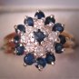 Estate Sapphire Diamond Ring Vintage Cocktail Band