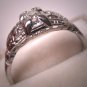 Antique Diamond Wedding Ring Vintage 18K White Gold Art Deco
