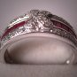 Art Deco Style Vintage Diamond Ruby Ring Wedding Band