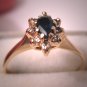 Gorgeous Vintage Sapphire Diamond Ring Estate Yellow Gold