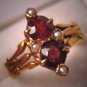 Antique Garnet Pearl Ring Victorian Vintage Gold