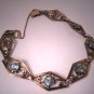 Antique Blue Zircon Bracelet Art Deco Rose Gold Vintage