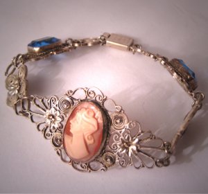 Antique Cameo Bracelet Vintage Filigree Victorian Deco