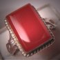 Antique Victorian Carnelian Ring Vintage Sterling Silver