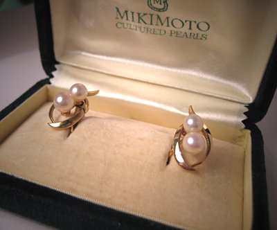 Mikimoto Pearl Earrings 14K Gold Jewelry