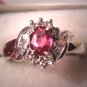 Vintage Diamond Pink Tourmaline Wedding Ring